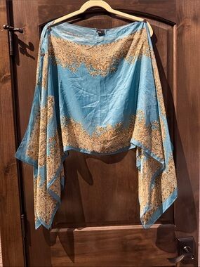 Light Blue Paisley Shawl Wrap